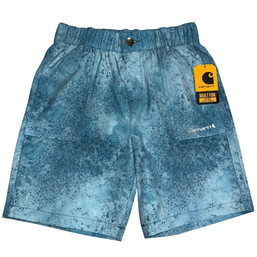 Carhartt Boys Shorts Blue Tie Dye Logo Patch Pocket Button SZ/LG 14-16
